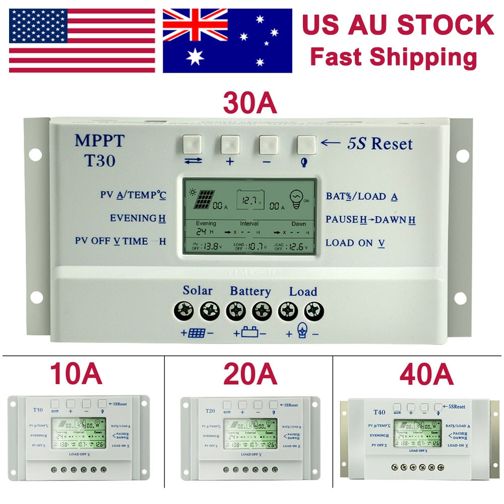 MPPT REG. Solar Regulator Charge Controller   30A 40A 12V/24V AUSTRALIAN STOCK
