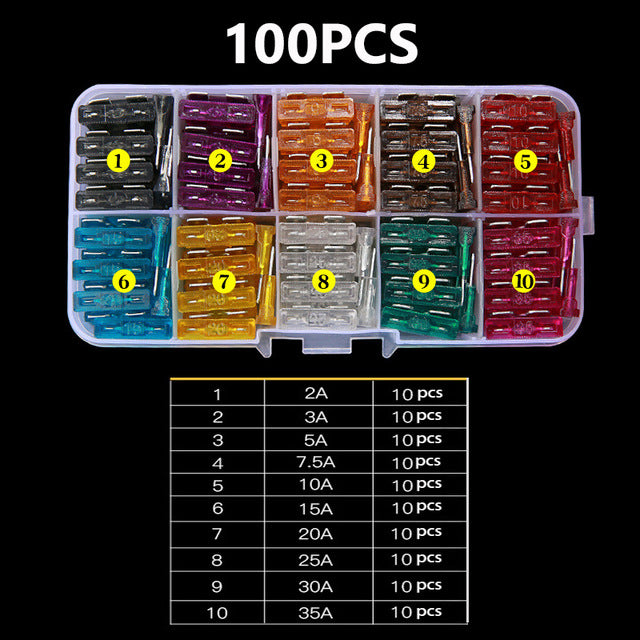 100PCS  Car Fuses 2A TO 35A with Box  Assortment Auto Blade Type Fuse AUSTRALIAN STOCK