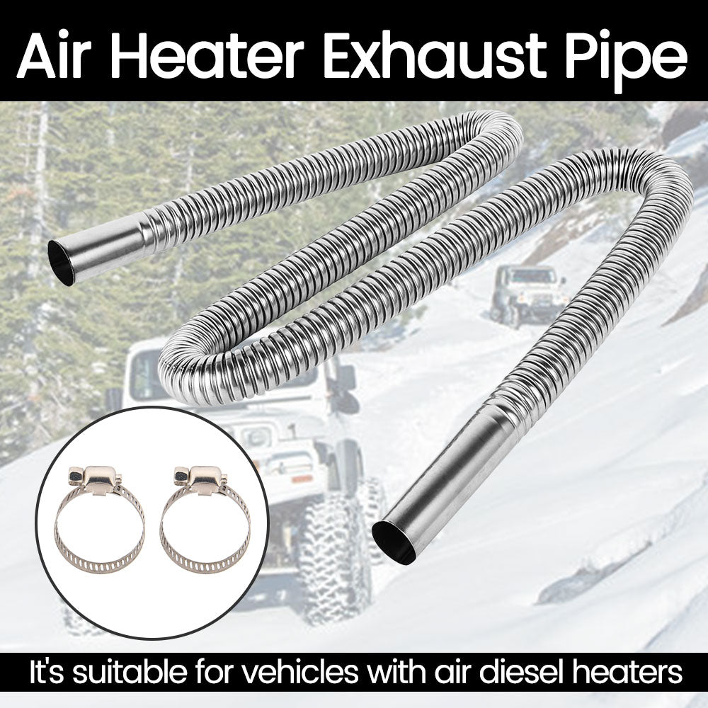 120cm Stainless Steel Diesel Heater Exhaust Pipe, Car Parking Heater Flexible Tail Exhaust Pipe Diesel Gas Vent Exhaust Hose Pipe Air Diesel Parking H