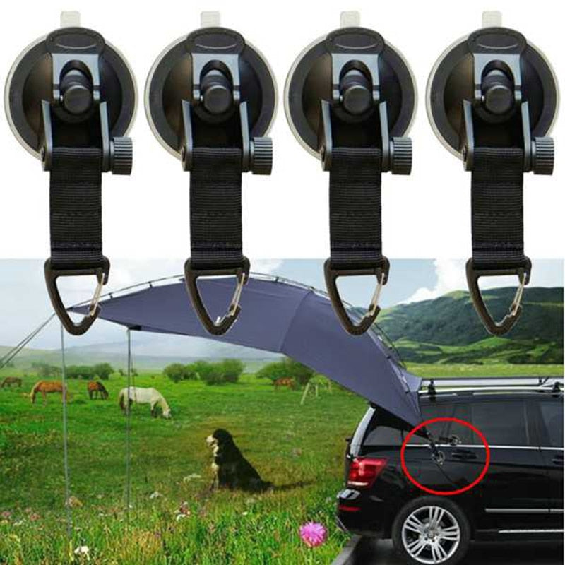 4 x Suction Cup Anchor Securing Hook Tie Down,Camping Tarp As Car Side Awning, Pool Tarps Tents Securing Hook Universal